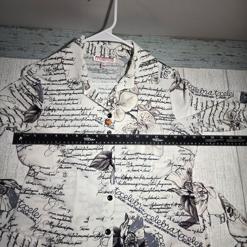 MISHCA French Garden Poplin Blouse Flare Sleeve Tie Front SMALL Boho Peasant - Picture 12 of 14